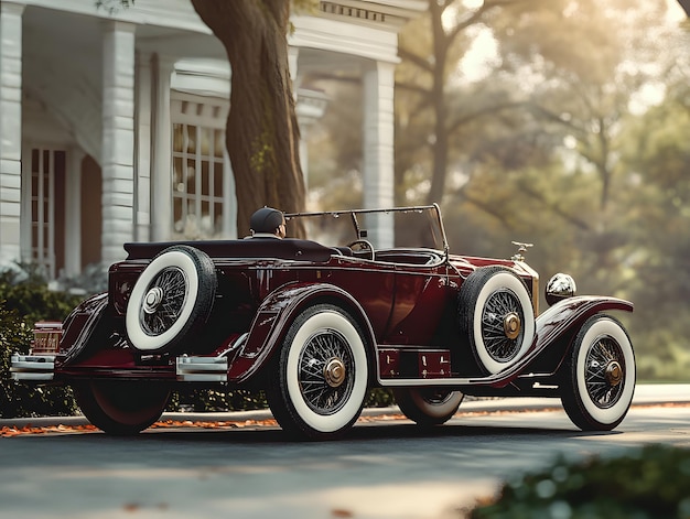 Photo detailed line art illustration of a 1930s classic openroof car showcasing vintage automotive design perfect for collectors enthusiasts and retrothemed projects