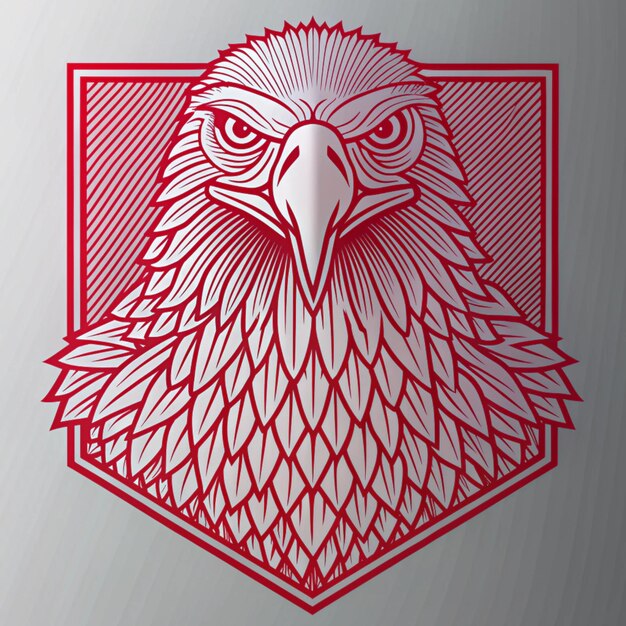 Photo detailed line art of red eagle heads showcasing intricate feather patterns and fierce expressions