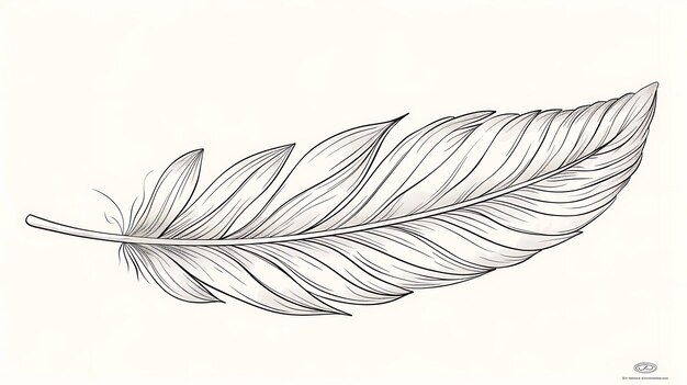 Photo a detailed line drawing of a single feather