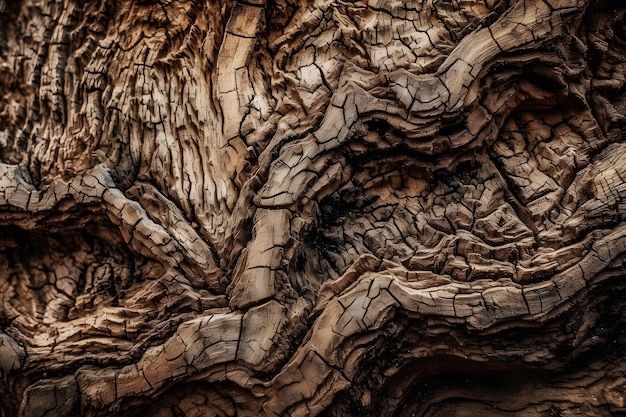 A detailed macro shot of the rough and natural texture of tree bark Generative AI