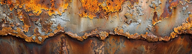 Photo detailed macro shot of weathered rusty metal surface with vibrant orange and brown corrosion textures for abstract backgrounds