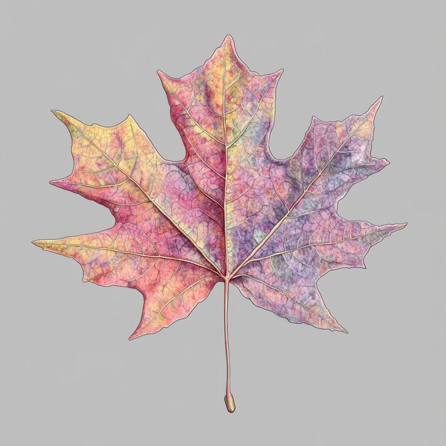 Photo detailed maple leaf in vibrant autumn hues isolated on a neutral background