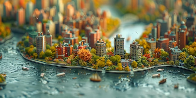 Photo detailed miniature model of an entire city complete with tiny inhabitants