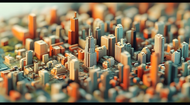 Photo a detailed miniature model of a modern cityscape