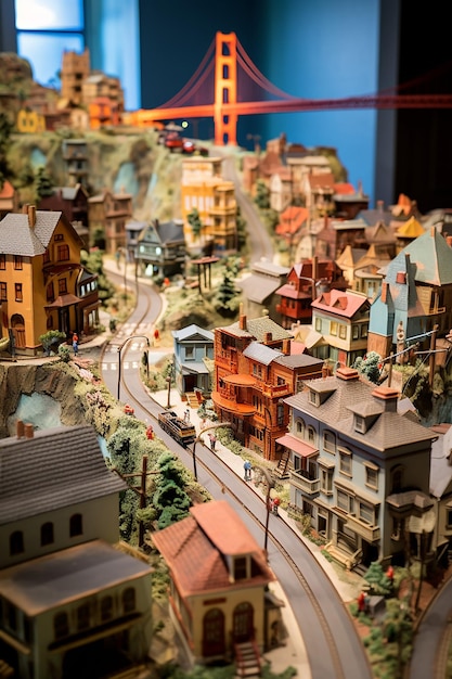 a detailed miniature model of San Francisco using multiple materials