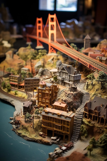 a detailed miniature model of San Francisco using multiple materials