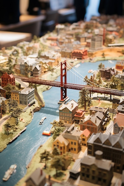 a detailed miniature model of San Francisco using multiple materials