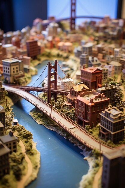 a detailed miniature model of San Francisco using multiple materials