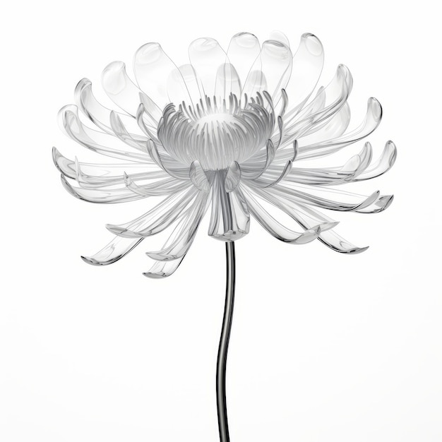 Detailed Monochrome Glass Flower 3d Chrysanthemum Xray Illustration