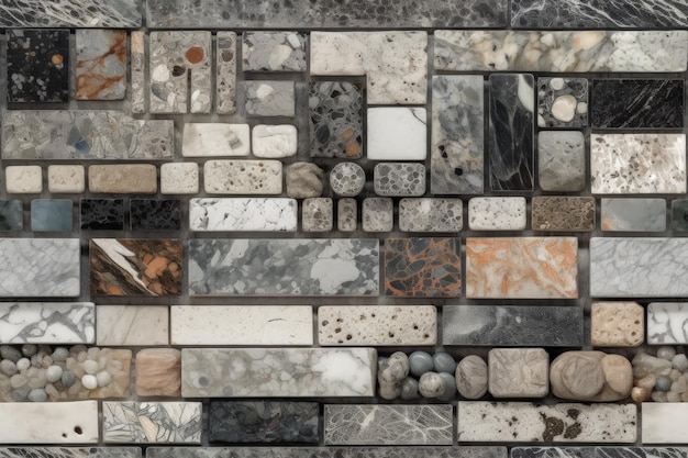 Detailed mosaic tile wall created with Generative AI technology