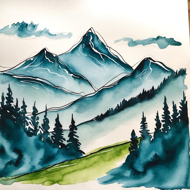 Photo detailed mountain drawing images to inspire your art