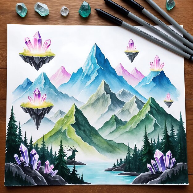 Photo detailed mountain drawing images to inspire your art