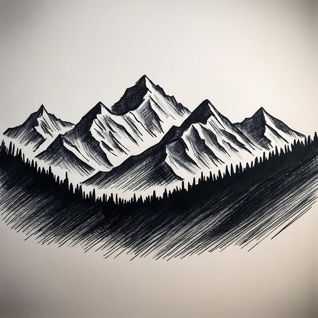 Photo detailed mountain drawing images to inspire your art