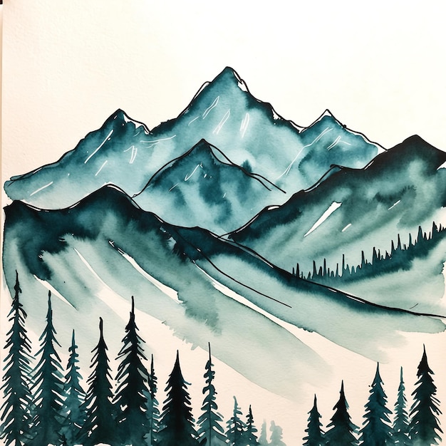 Photo detailed mountain drawing images to inspire your art