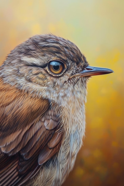 Detailed Painting of a Bird on a Warm Background