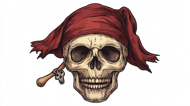 Photo detailed pirate skull hand drawn vector illustration in high quality