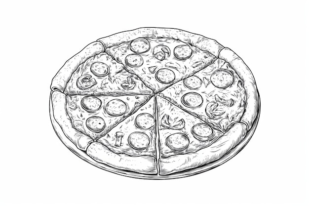 Detailed Pizza Line Art