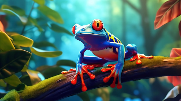 A detailed portrait of a frog with red eyes specifically a Redeyed Tree Frog