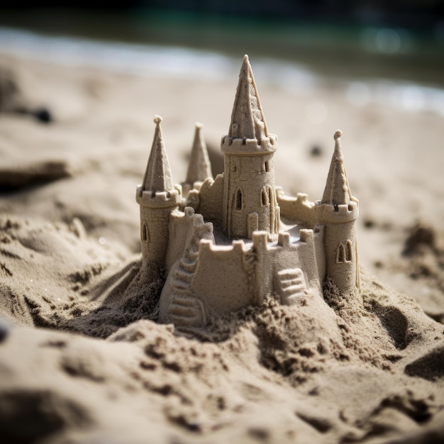 Detailed Sandcastle on a Beach