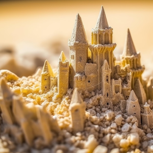 Detailed Sandcastle on a Beach