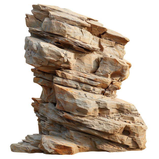 Detailed Sandstone Rock Model Isolated on White Background