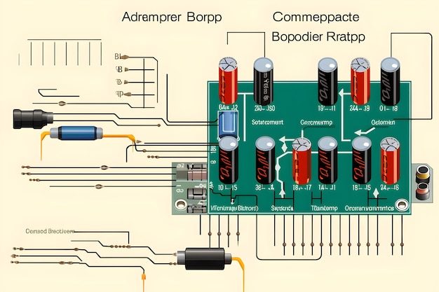 Photo detailed schematic diagram of a common base amplifier circuit in electronics