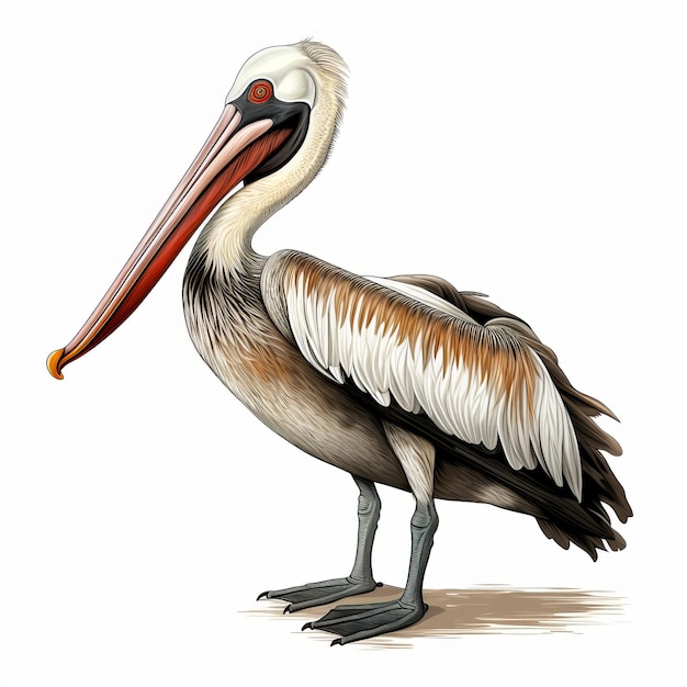 Photo detailed shading pelican portrait illustration by tiago hoisel