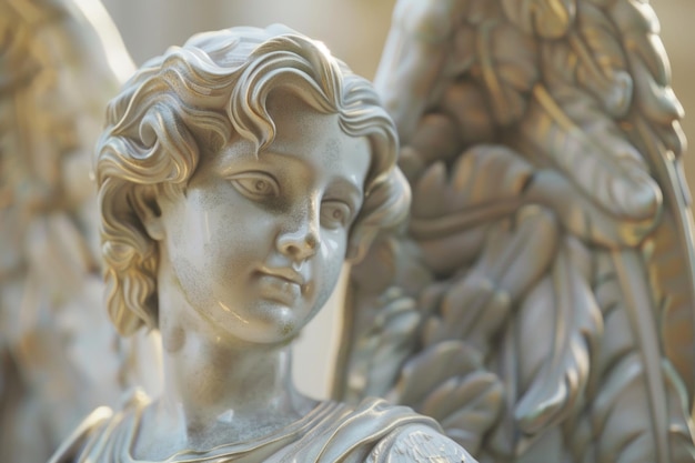 Detailed shot of an angel statue suitable for religious or memorial concepts