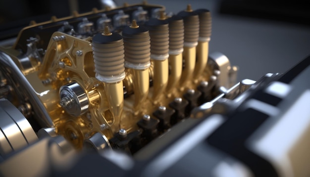 A detailed shot of a classic car's engine representing automotive engineering and mechanics