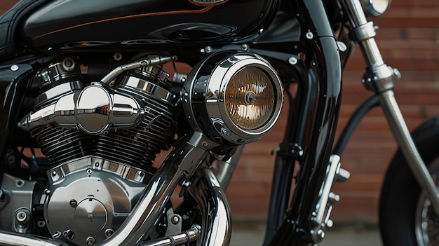 Detailed Shot of a Classic Motorcycle Parked