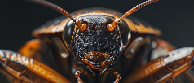 Detailed shot of a cockroach highlighting its intricate exoskeleton