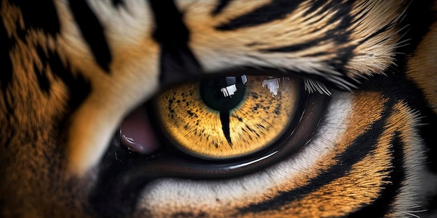 Detailed Shot of a Tiger's Expressive Eyes