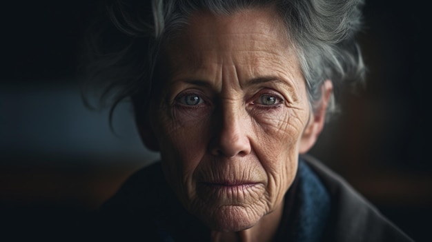 Detailed shot of a woman with wet hair sad and scared