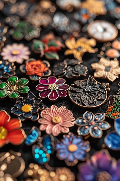 detailed shots of Womens Day accessories pins badges