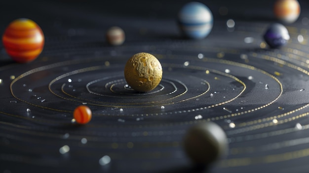 A detailed solar system model with textured planets