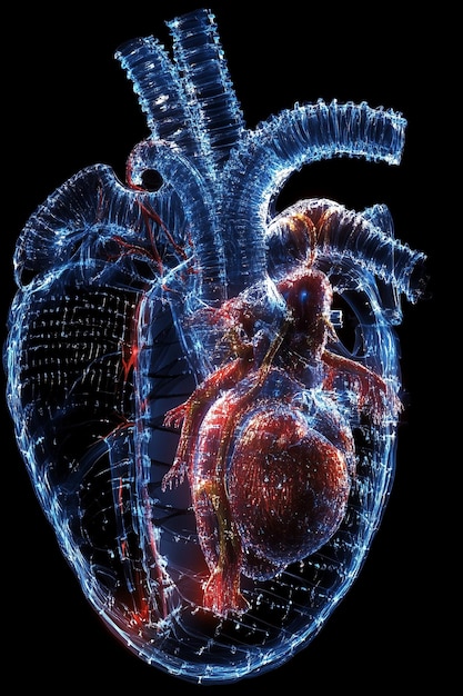 Photo a detailed stylized digital representation of a human heart