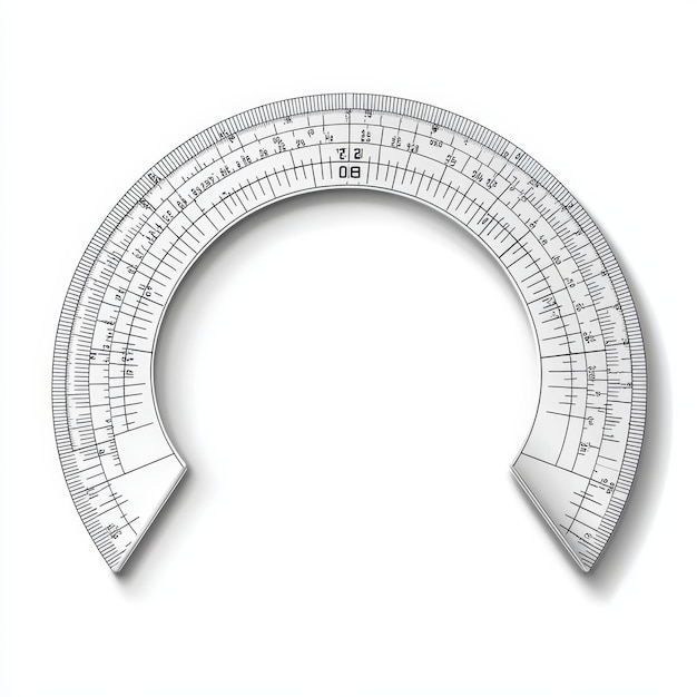 A detailed transparent protractor designed for precise angle measurement in geometry and design projects