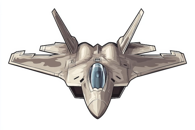 A detailed vector illustration of an F22 Raptor fighter jet the advanced air superiority figh