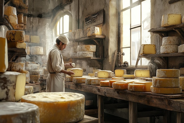 Detailed View of Artisanal Cheese Production