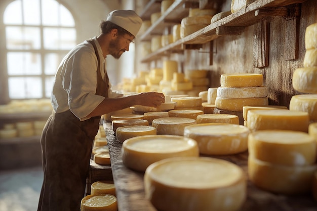 Detailed View of Artisanal Cheese Production