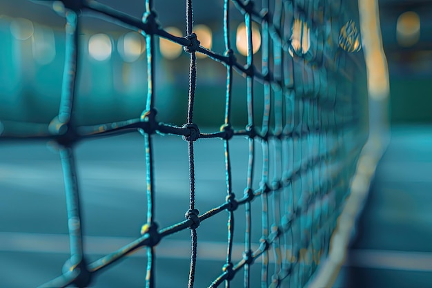 Detailed View of Badminton Court Intersection and Net