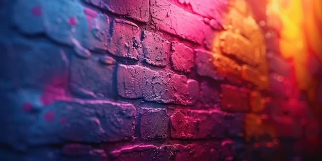 Detailed view of a brick wall covered in water droplets highlighting the texture and patterns of the bricks