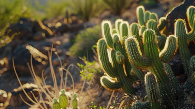 Detailed view of a cactus plant in a field perfect for nature backgrounds