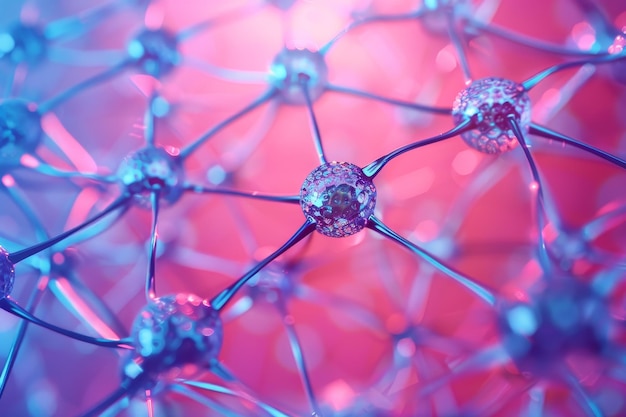 A detailed view of a cell phone set against a vibrant pink backdrop Nanotechnology structures and microscopic technology at work