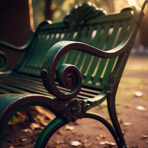 Detailed view of a chair at rest in a park located in the city AI