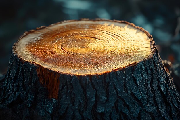 Photo detailed view of a cut tree stump