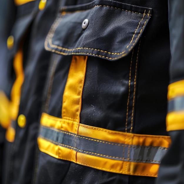 A detailed view of fireresistant clothing for industrial work