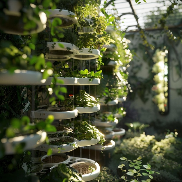 Photo a detailed view of hydroponic systems for growing crops without soil