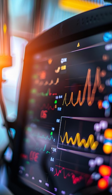 Detailed View of Medical Monitor Displaying Vital Signs During Cardiac Examination