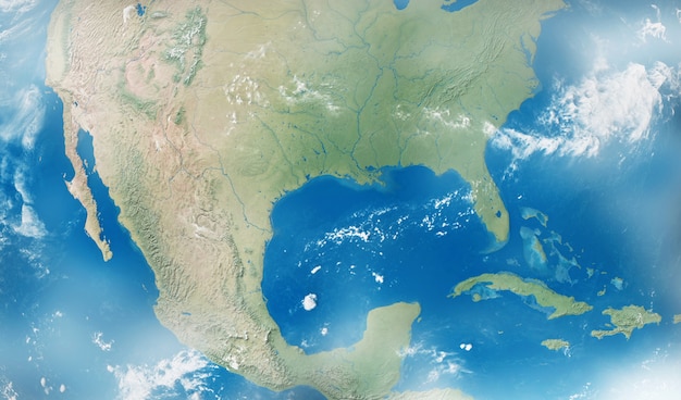 Detailed View on North America from Space